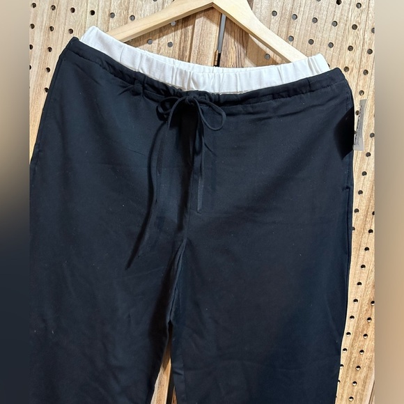 NWT White Black Trouser Pants Wide Leg Viscose Drawstring Dress Pant - Picture 3 of 5